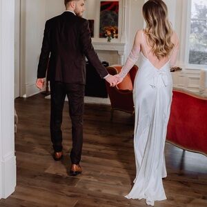 Elegant White Satin Slip Dress